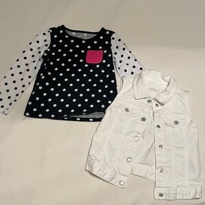 Bundle GAP White Denim Vest and Polka Dot Shirt 4T